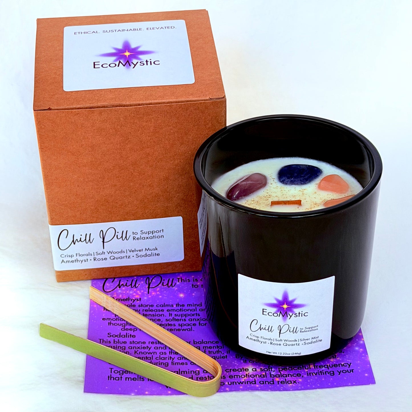 Chill Pill | Crystal Candle to Support Relaxation | 12.22oz