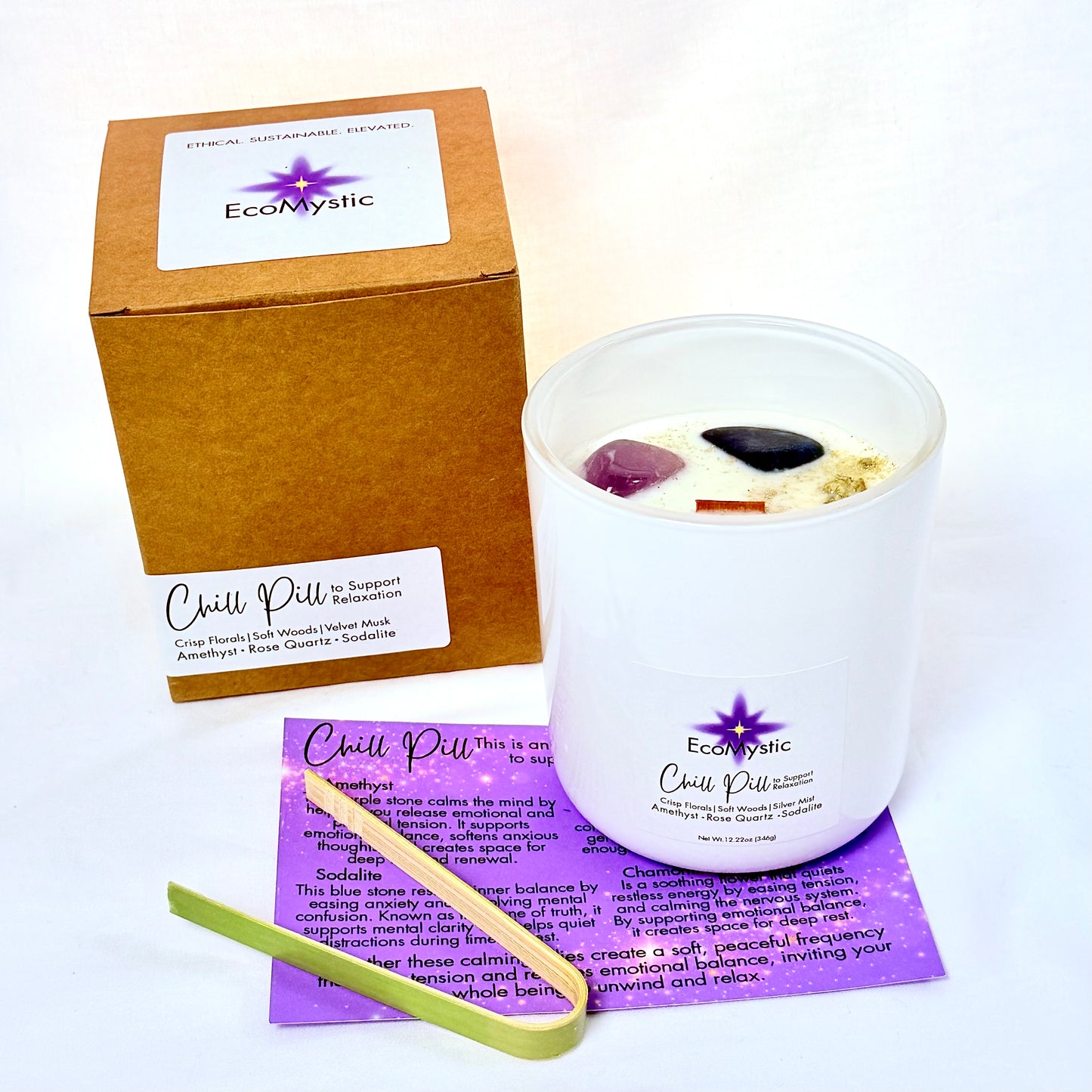 Chill Pill | Crystal Candle to Support Relaxation | 12.22oz