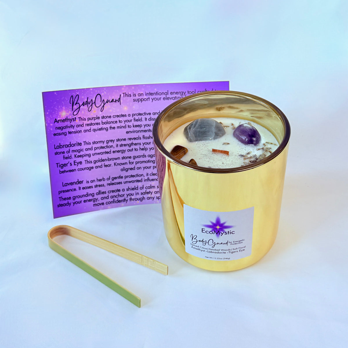 Bodyguard | Crystal Candle for Energetic Protection | 12.22oz